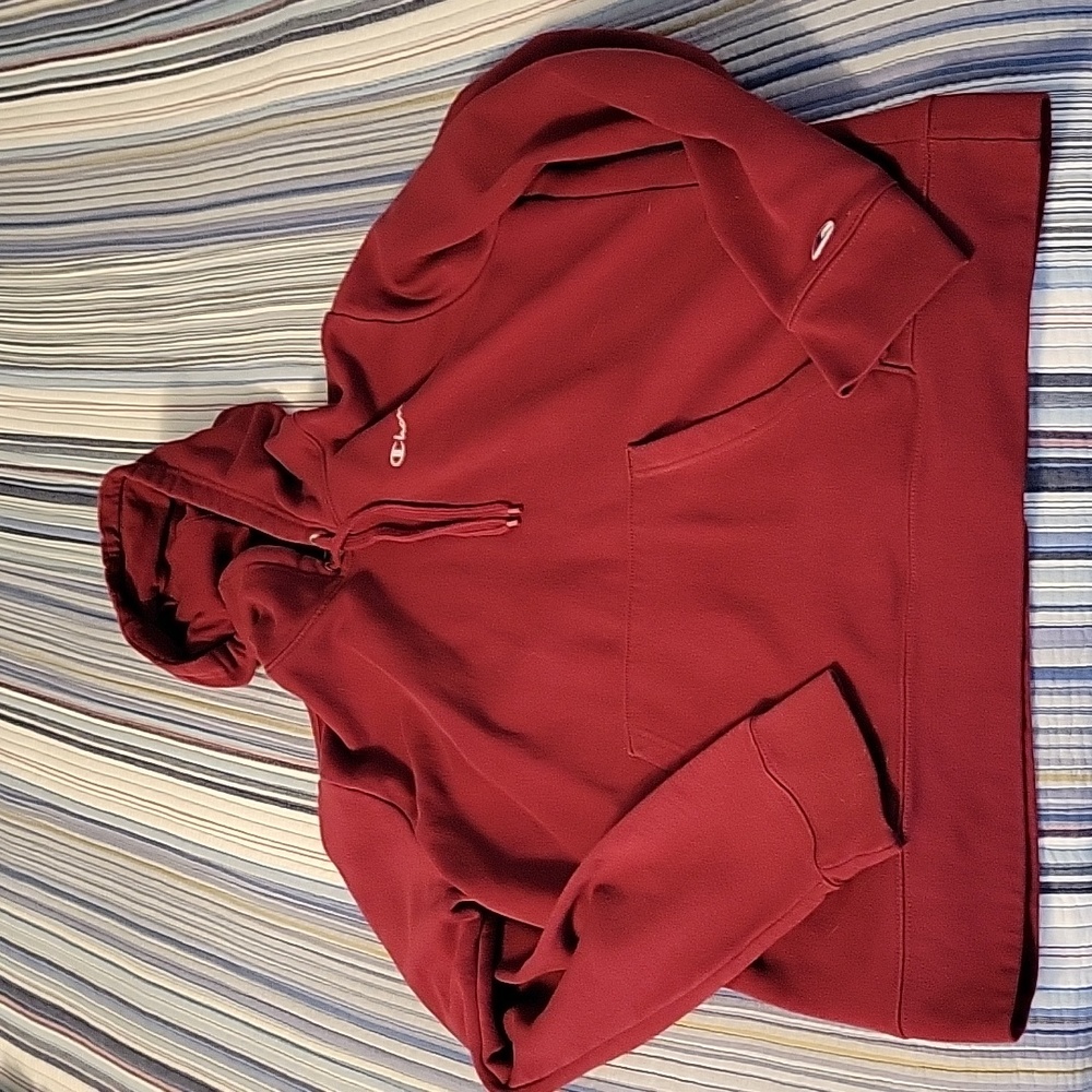 Champion Maroon Hooded Sweatshirt, Size Large
